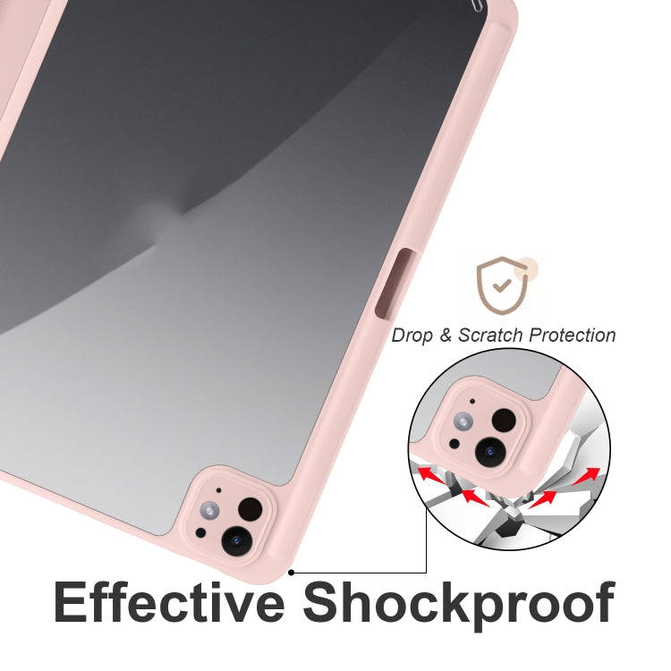For iPad Pro 11 2024 Acrylic 3-folding Smart Leather Tablet Case(Pink)