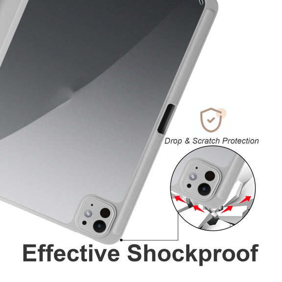 For iPad Pro 11 2024 Acrylic 3-folding Smart Leather Tablet Case(Gray)