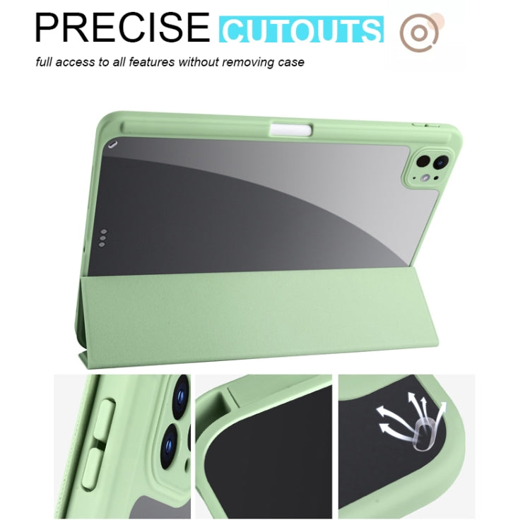 For iPad Pro 11 2024 Acrylic 3-folding Smart Leather Tablet Case(Green)