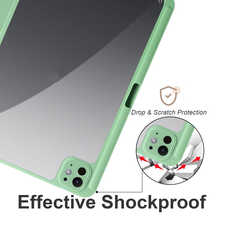 For iPad Pro 11 2024 Acrylic 3-folding Smart Leather Tablet Case(Green)