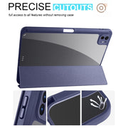 For iPad Pro 11 2024 Acrylic 3-folding Smart Leather Tablet Case(Dark Blue)