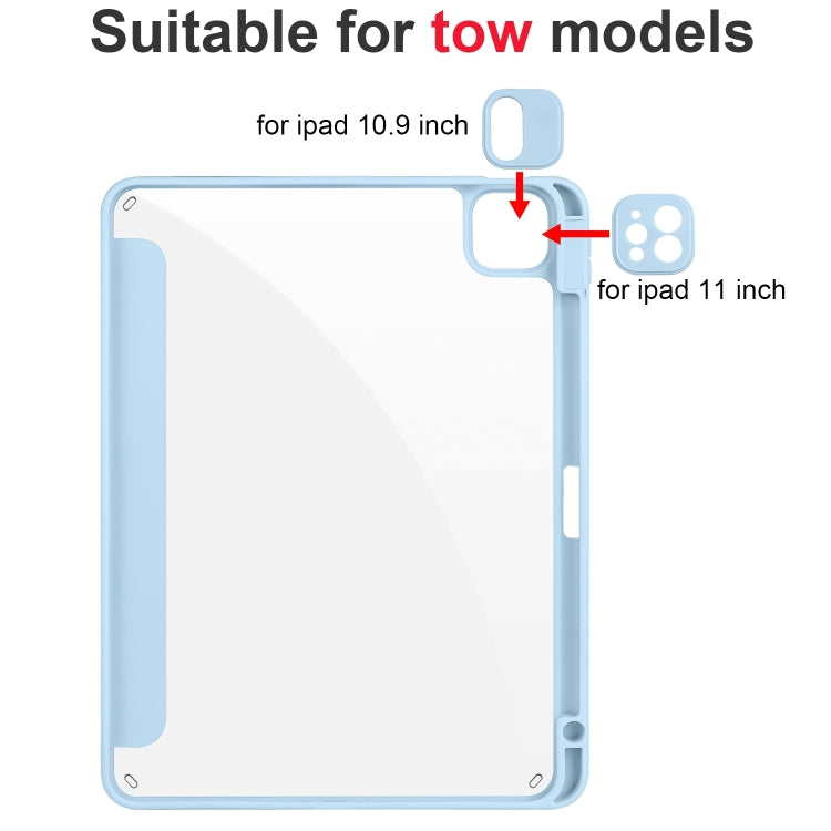 For iPad Pro 13 2024 Acrylic 3-folding Smart Leather Tablet Case(Sky Blue)
