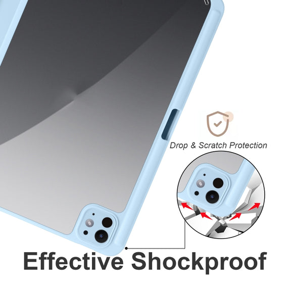 For iPad Pro 13 2024 Acrylic 3-folding Smart Leather Tablet Case(Sky Blue)