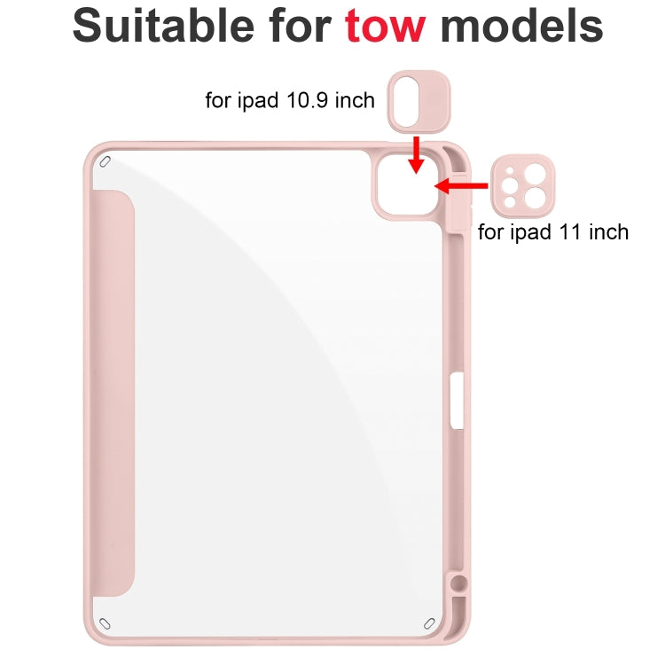 For iPad Pro 13 2024 Acrylic 3-folding Smart Leather Tablet Case(Pink)