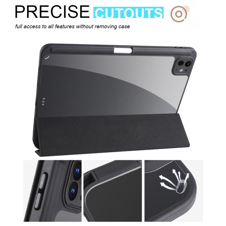 For iPad Pro 13 2024 Acrylic 3-folding Smart Leather Tablet Case(Black)