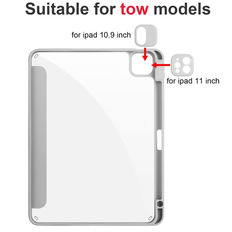 For iPad Pro 13 2024 Acrylic 3-folding Smart Leather Tablet Case(Gray)