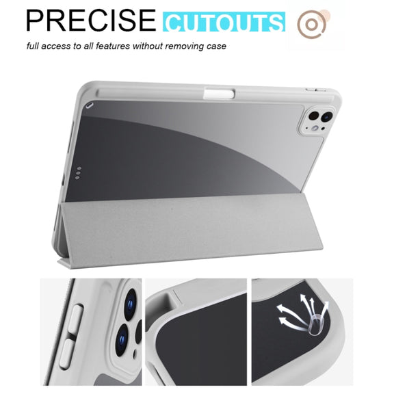 For iPad Pro 13 2024 Acrylic 3-folding Smart Leather Tablet Case(Gray)