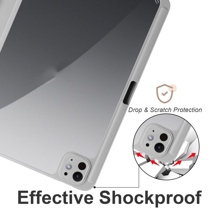 For iPad Pro 13 2024 Acrylic 3-folding Smart Leather Tablet Case(Gray)