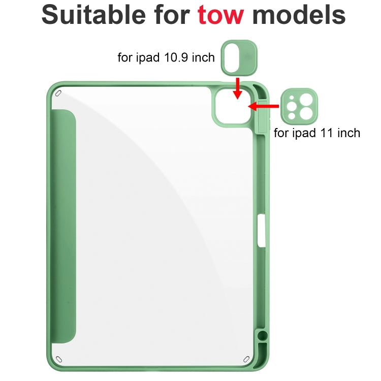 For iPad Pro 13 2024 Acrylic 3-folding Smart Leather Tablet Case(Green)
