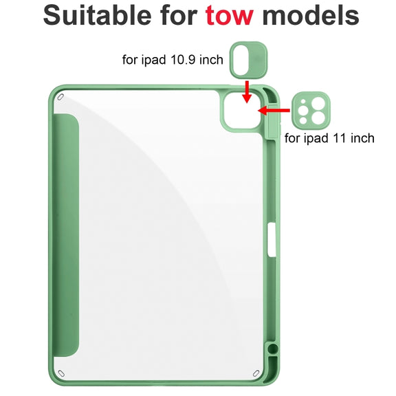 For iPad Pro 13 2024 Acrylic 3-folding Smart Leather Tablet Case(Green)
