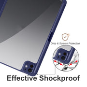 For iPad Pro 13 2024 Acrylic 3-folding Smart Leather Tablet Case(Dark Blue)