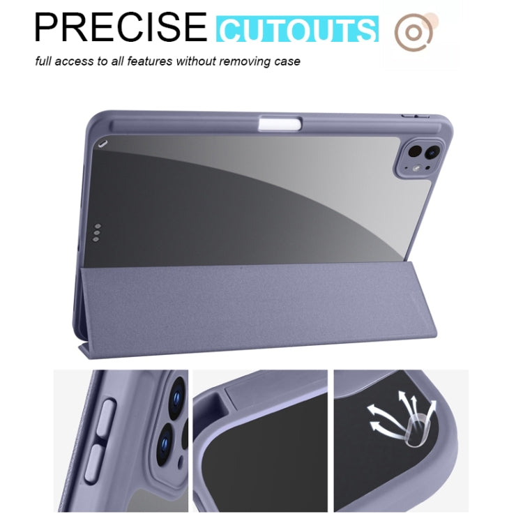 For iPad Pro 13 2024 Acrylic 3-folding Smart Leather Tablet Case(Purple)