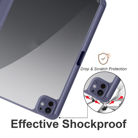 For iPad Pro 13 2024 Acrylic 3-folding Smart Leather Tablet Case(Purple)
