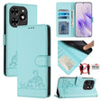 For Tecno Spark GO 2024 Cat Rat Embossed Pattern RFID Leather Phone Case with Lanyard(Mint Green) - Tecno Cases by PMC Jewellery | Online Shopping South Africa | PMC Jewellery | Buy Now Pay Later Mobicred