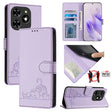 For Tecno Spark GO 2024 Cat Rat Embossed Pattern RFID Leather Phone Case with Lanyard(Purple) - Tecno Cases by PMC Jewellery | Online Shopping South Africa | PMC Jewellery | Buy Now Pay Later Mobicred