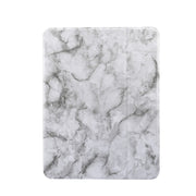 For iPad Air 11 2024 / 2025 Three-fold Marble Texture Protective Tablet Case with Pen Slot(Black Gray)