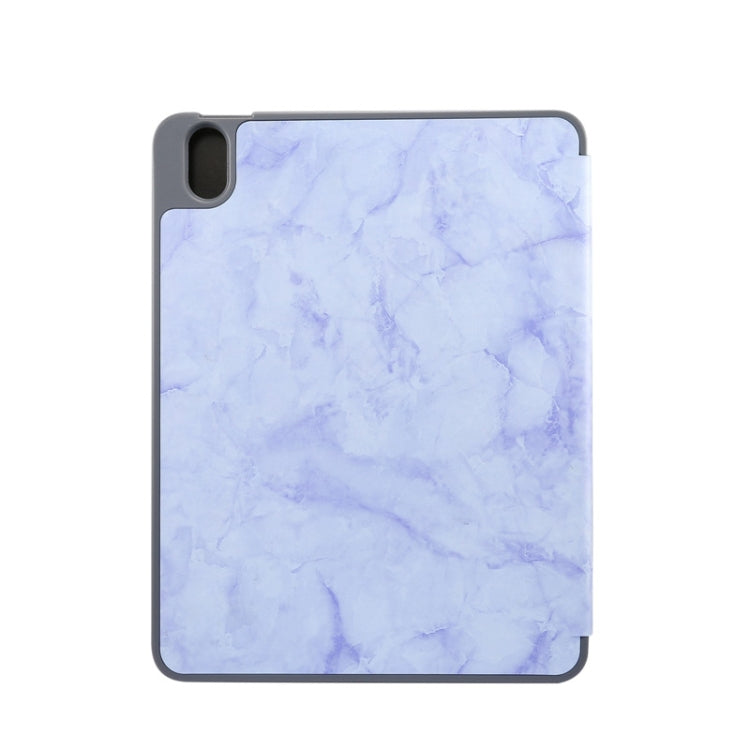 For iPad Air 11 2024 Three-fold Marble Texture Protective Tablet Case with Pen Slot(Purple)