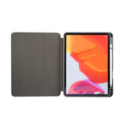 For iPad Air 11 2024 Three-fold Marble Texture Protective Tablet Case with Pen Slot(Purple)