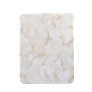 For iPad Air 11 2024 Three-fold Marble Texture Protective Tablet Case with Pen Slot(Smoky Gray)