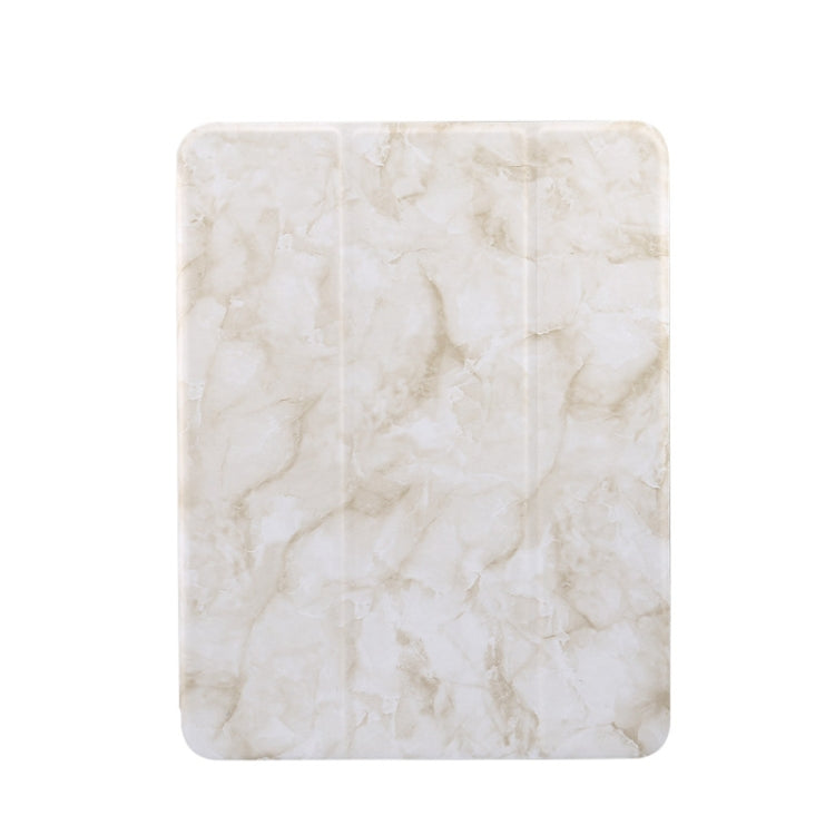 For iPad Air 11 2024 Three-fold Marble Texture Protective Tablet Case with Pen Slot(Smoky Gray)