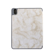For iPad Air 11 2024 Three-fold Marble Texture Protective Tablet Case with Pen Slot(Smoky Gray)
