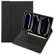 For iPad Pro 11 2024 A13B-A Lambskin Texture Bluetooth Touch Square Keyboard Leather Tablet Case with Pen Slot(Black)