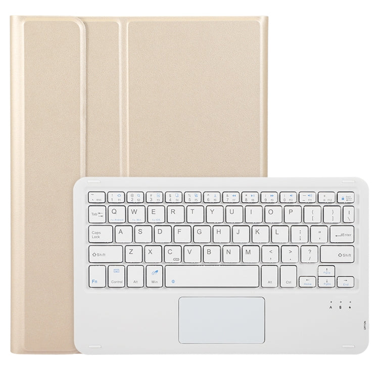 For iPad Pro 11 2024 A13B-A Lambskin Texture Bluetooth Touch Square Keyboard Leather Tablet Case with Pen Slot(Gold)