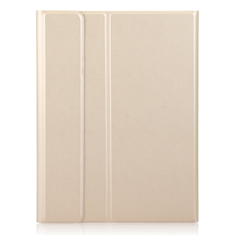 For iPad Pro 11 2024 A13B-A Lambskin Texture Bluetooth Touch Square Keyboard Leather Tablet Case with Pen Slot(Gold)