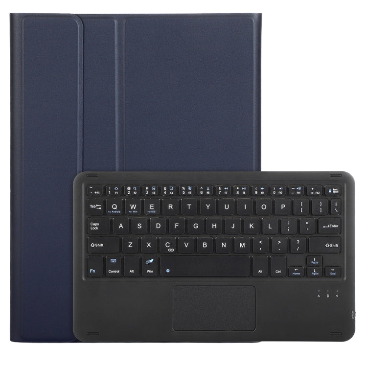 For iPad Pro 11 2024 A13B-A Lambskin Texture Bluetooth Touch Square Keyboard Leather Tablet Case with Pen Slot(Dark Blue)