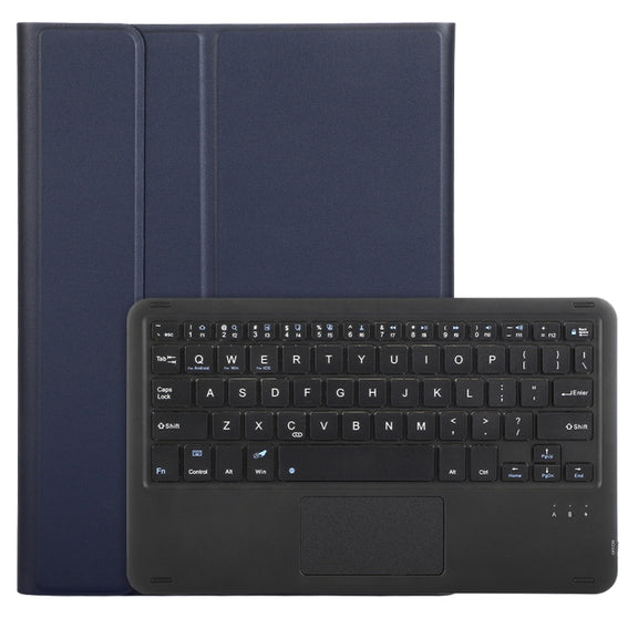 For iPad Pro 11 2024 A13B-A Lambskin Texture Bluetooth Touch Square Keyboard Leather Tablet Case with Pen Slot(Dark Blue)