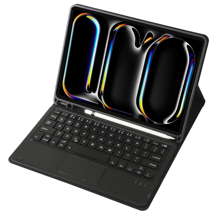 For iPad Pro 11 2024 A13B-A Lambskin Texture Bluetooth Touch Square Keyboard Leather Tablet Case with Pen Slot(Dark Blue)