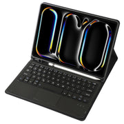 For iPad Pro 11 2024 A13B-A Lambskin Texture Bluetooth Touch Square Keyboard Leather Tablet Case with Pen Slot(Dark Blue)