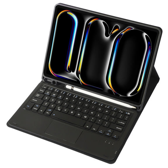 For iPad Pro 11 2024 A13B-A Lambskin Texture Bluetooth Touch Square Keyboard Leather Tablet Case with Pen Slot(Dark Blue)
