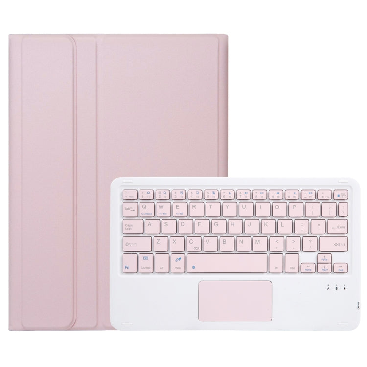 For iPad Pro 11 2024 A13B-A Lambskin Texture Bluetooth Touch Square Keyboard Leather Tablet Case with Pen Slot(Pink)