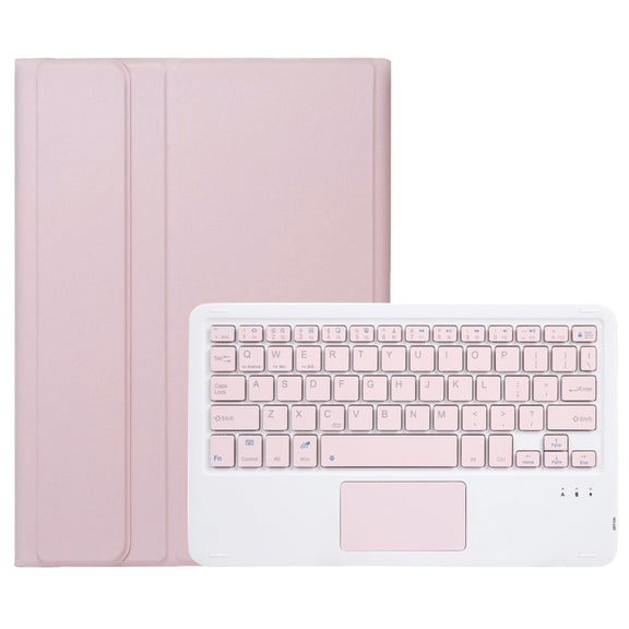 For iPad Pro 11 2024 A13B-A Lambskin Texture Bluetooth Touch Square Keyboard Leather Tablet Case with Pen Slot(Pink)