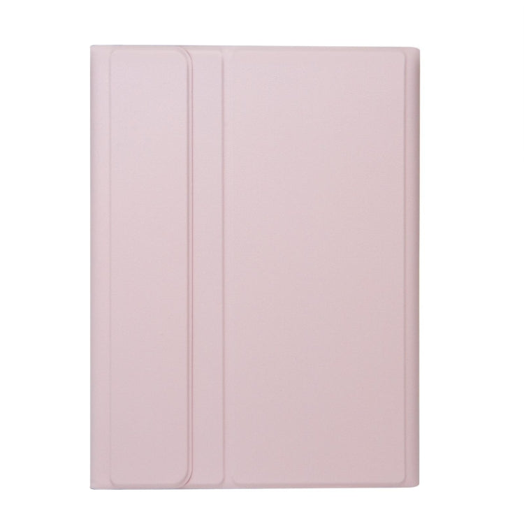 For iPad Pro 11 2024 A13B-A Lambskin Texture Bluetooth Touch Square Keyboard Leather Tablet Case with Pen Slot(Pink)
