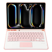 For iPad Pro 11 2024 A13B-A Lambskin Texture Bluetooth Touch Square Keyboard Leather Tablet Case with Pen Slot(Pink)