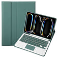 For iPad Pro 11 2024 A13B-A Lambskin Texture Bluetooth Touch Square Keyboard Leather Tablet Case with Pen Slot(Dark Green) - For iPad Pro by PMC Jewellery | Online Shopping South Africa | PMC Jewellery | Buy Now Pay Later Mobicred