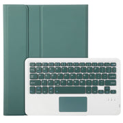 For iPad Pro 11 2024 A13B-A Lambskin Texture Bluetooth Touch Square Keyboard Leather Tablet Case with Pen Slot(Dark Green)