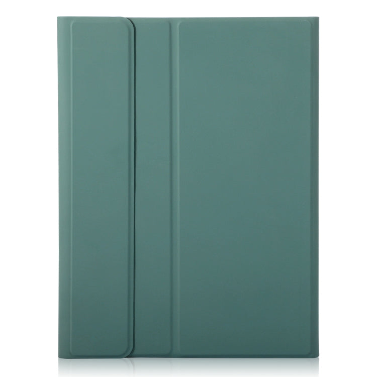 For iPad Pro 11 2024 A13B-A Lambskin Texture Bluetooth Touch Square Keyboard Leather Tablet Case with Pen Slot(Dark Green)