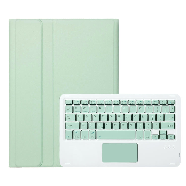 For iPad Pro 11 2024 A13B-A Lambskin Texture Bluetooth Touch Square Keyboard Leather Tablet Case with Pen Slot(Light Green)