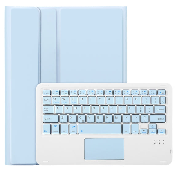 For iPad Pro 11 2024 A13B-A Lambskin Texture Bluetooth Touch Square Keyboard Leather Tablet Case with Pen Slot(Light Blue)