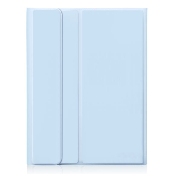 For iPad Pro 11 2024 A13B-A Lambskin Texture Bluetooth Touch Square Keyboard Leather Tablet Case with Pen Slot(Light Blue)