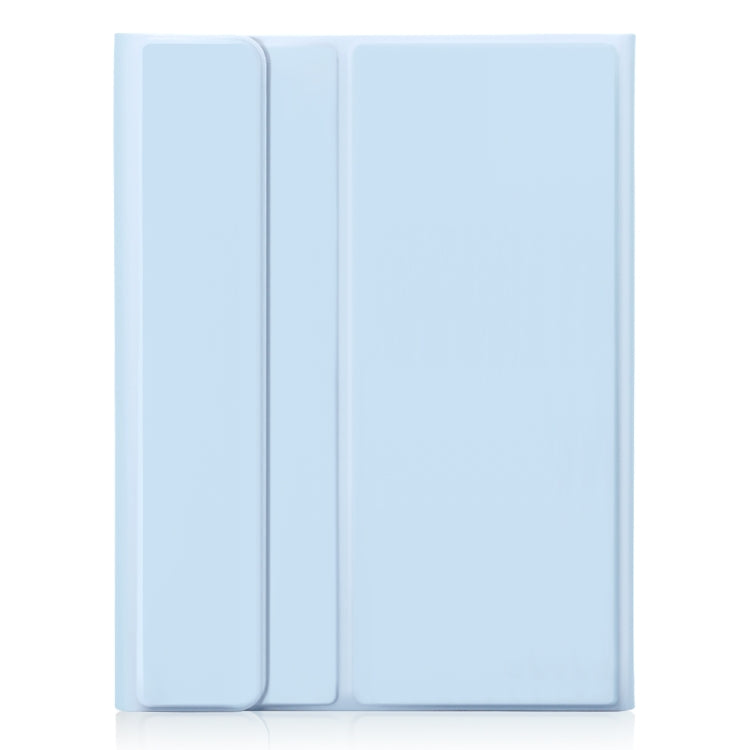 For iPad Pro 11 2024 A13B-A Lambskin Texture Bluetooth Touch Square Keyboard Leather Tablet Case with Pen Slot(Light Blue)