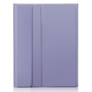 For iPad Pro 11 2024 A13B-A Lambskin Texture Bluetooth Touch Square Keyboard Leather Tablet Case with Pen Slot(Purple)