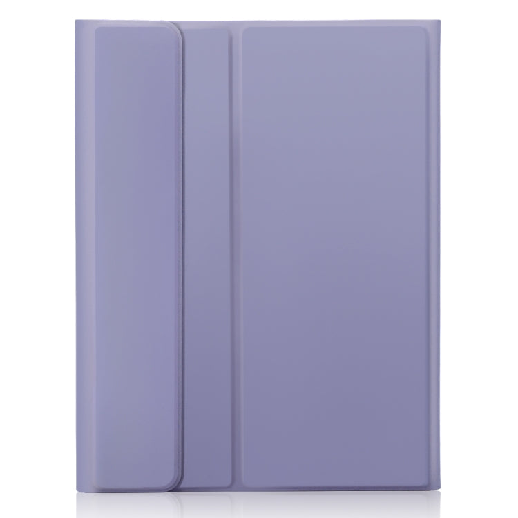 For iPad Pro 11 2024 A13B-A Lambskin Texture Bluetooth Touch Square Keyboard Leather Tablet Case with Pen Slot(Purple)