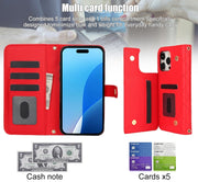 For iPhone 16 Pro Crossbody Multifunction Rhombic Leather Phone Case(Red)