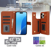 For iPhone 16 Pro Crossbody Multifunction Rhombic Leather Phone Case(Brown)