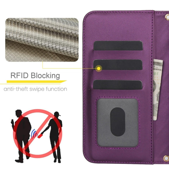 For iPhone 16 Plus Crossbody Multifunction Rhombic Leather Phone Case(Dark Purple)