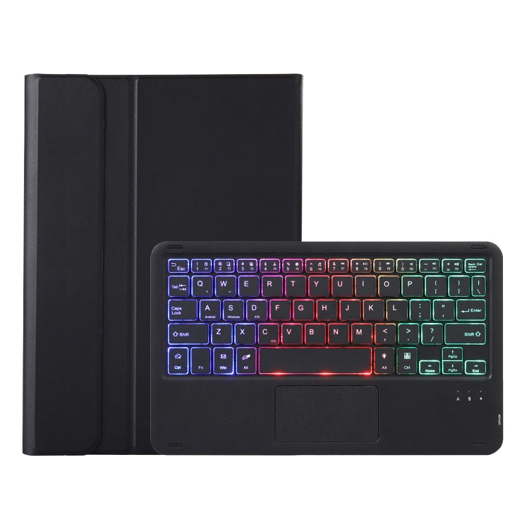 For iPad Pro 11 2024 A13B-AS Lambskin Texture Backlight Bluetooth Touch Keyboard Leather Tablet Case with Pen Slot(Black)